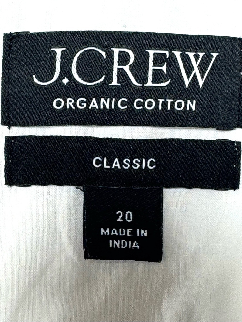 J.Crew Organic Cotton White Button Up Shirt Ruffle Cuff Black Trim Size 20 - Picture 7 of 8